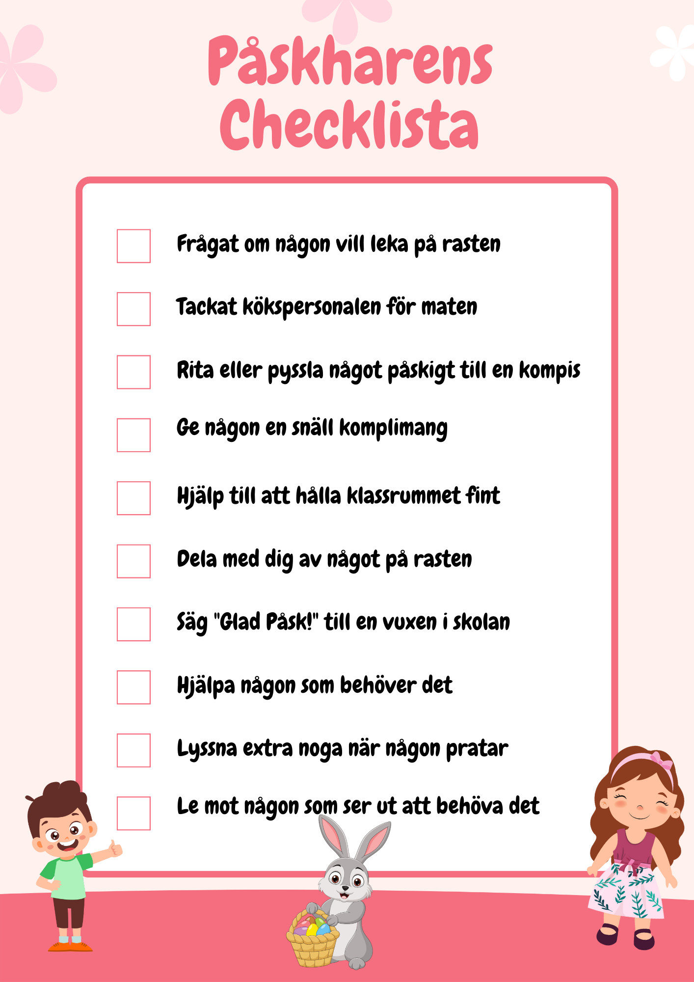 Påskharens Checklista